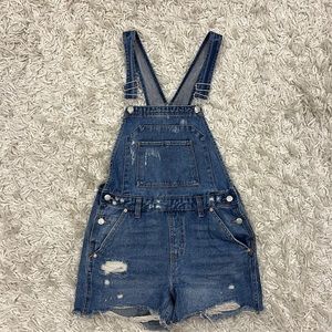 Denim short overalls